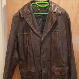 1960s-70s Vintage Reed Sportswear BownLeather Jacket 3 Button